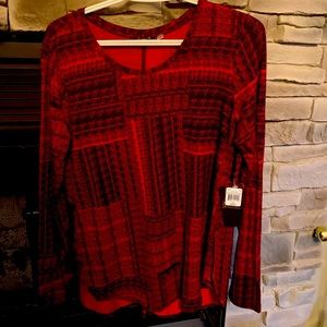 Dex Red Herringbone Top